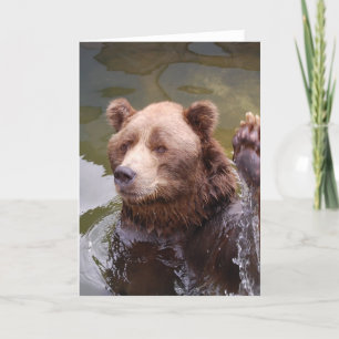 Carte de note d'ours Brown de bain