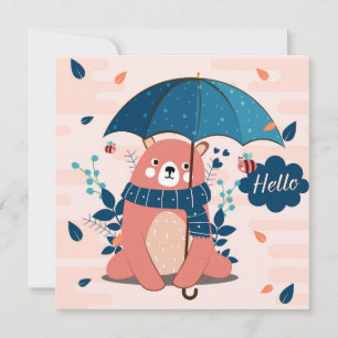 Carte de note d'ours de jour pluvieuse