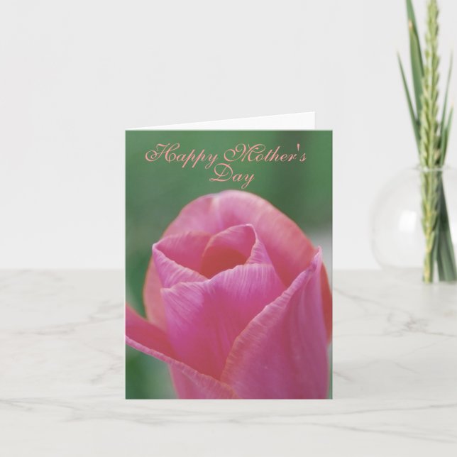 Carte de note du jour de mère - tulipe rose (Devant)