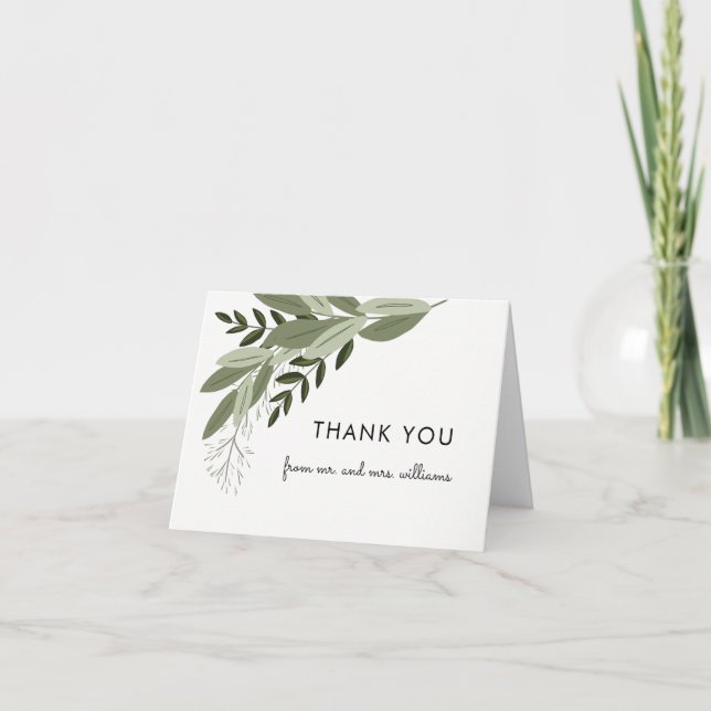 Carte de note du mariage Sprig Merci (Devant)