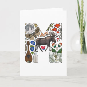 Carte de note du monogramme "M"