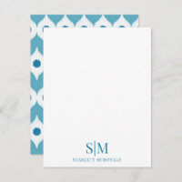 Carte de note du Motif Monogramme Abstrait turquoi