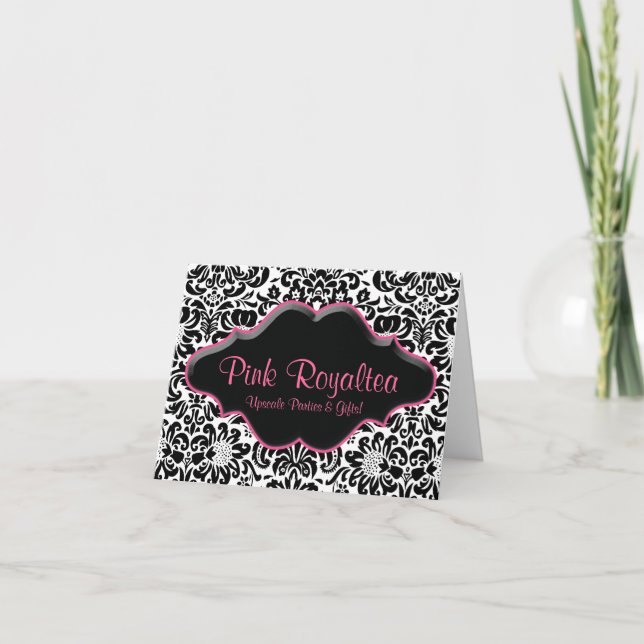 Carte de note du salon Damask noir blanc rose (Devant)
