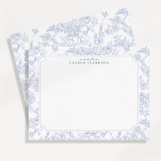Carte de note élégante en toile bleue