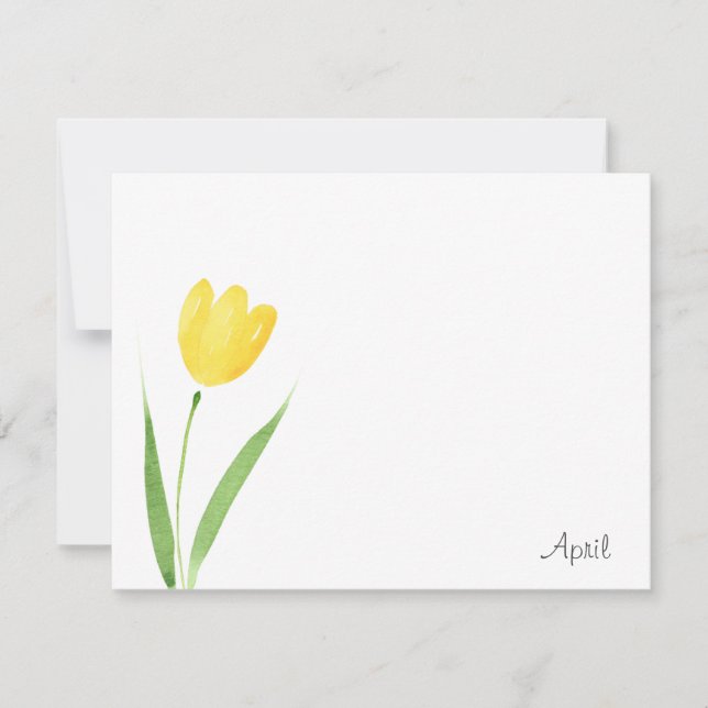Carte de note en aquarelle de la tulipe jaune (Devant)