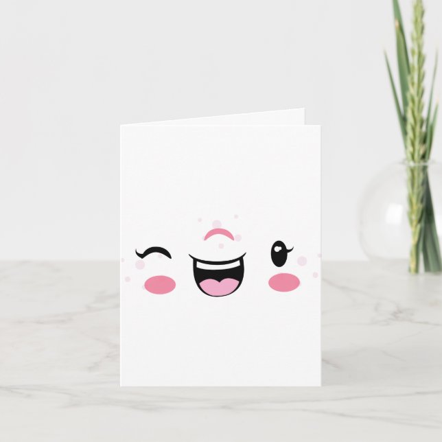 Carte de note faciale Kawaii rose Wing (Devant)