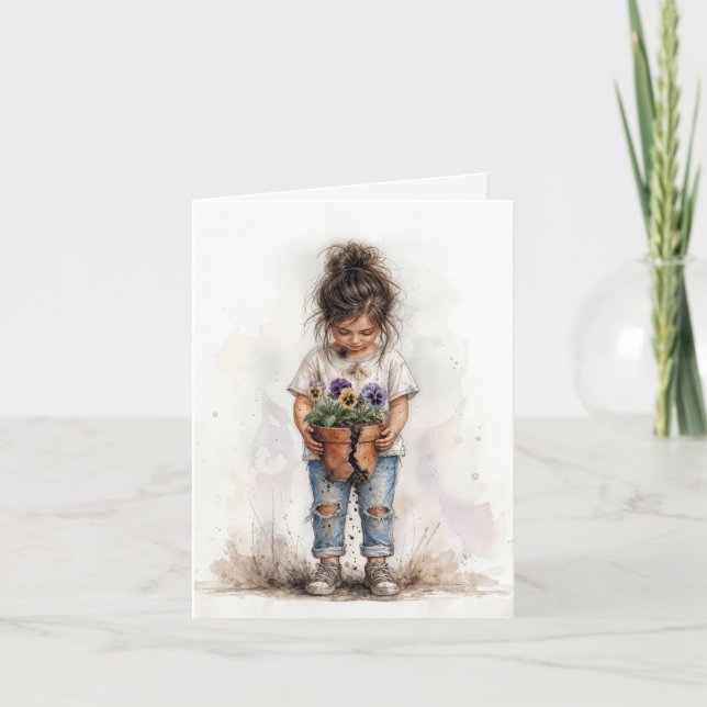 Carte de note Fille aux pensées (Devant)