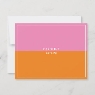 Carte de note fille couleur orange rose