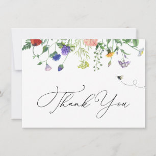 Carte de note fleur sauvage et Bee Thank You