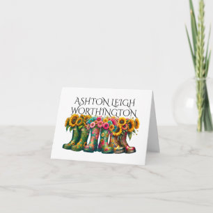 Carte de note Floral Gardening Wellies