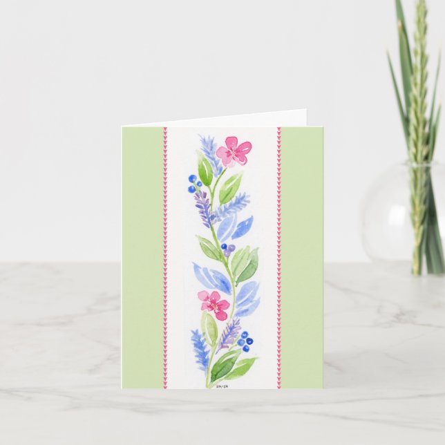 Carte de note florale aquarelle peinte à la main v (Devant)