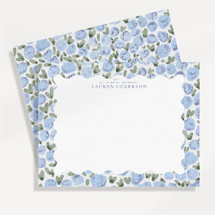 Carte de note florale de prairie estivale bleue