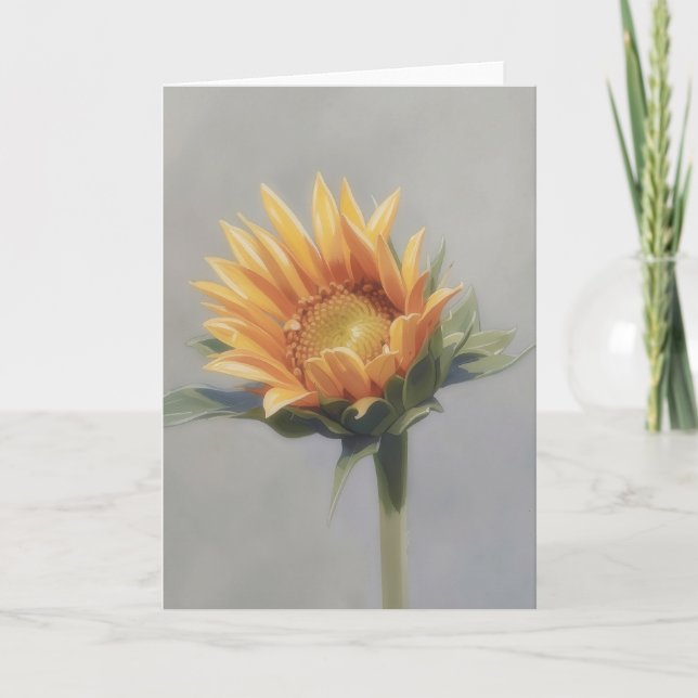 Carte de note florale de tournesol en aquarelle (Devant)