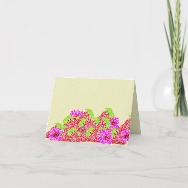 Carte de note : Fraises et marguerites (Devant)