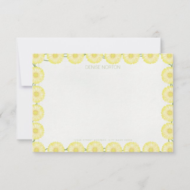 Carte de note Gerbera jaune en chaîne de marguerit (Devant)