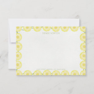 Carte de note Gerbera jaune en chaîne de marguerit