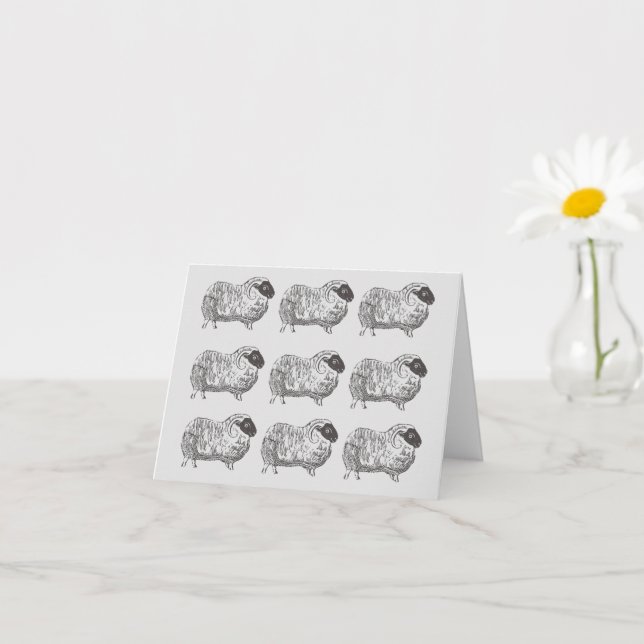 Carte de note gris clair Motif mouton (Petite plante)