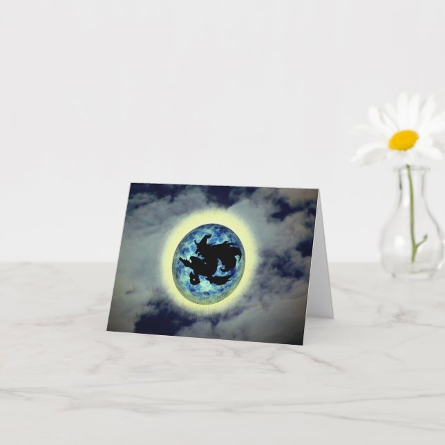 Carte de note Halloween pour sorcière Broomstick P (Petite plante)