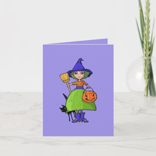 Carte de note Halloween violet Little Witple (Devant)