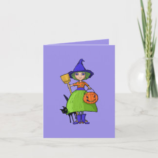 Carte de note Halloween violet Little Witple
