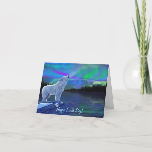 Carte de note Howling Arctic Wolf & Northern Light (Devant)