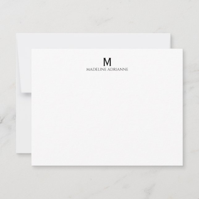 Carte de note initiale de monogramme moderne simpl (Devant)