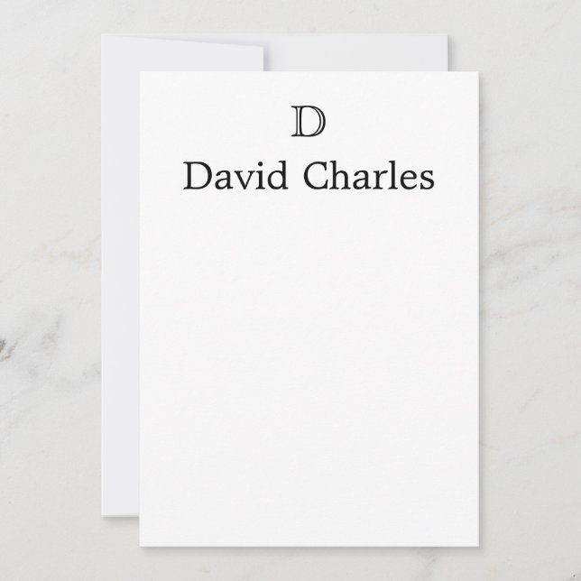 Carte de note initiale monogramme simple classique (Devant)
