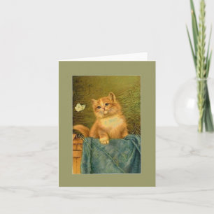 Carte de note Kitten et Butterfly