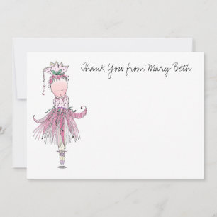 Carte de note Little Ballerina rose Merci