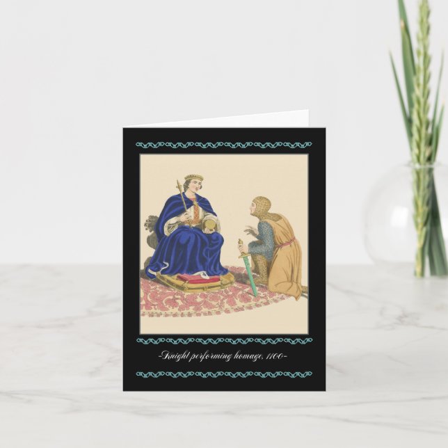 Carte de note médiévale Knights and Armor, 1100 ch (Devant)