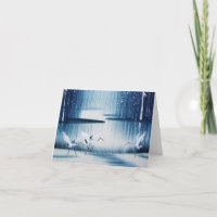 Carte de note Merci Winter Egrets