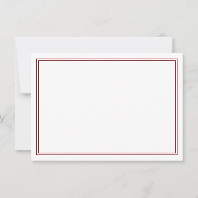 Carte de note minimale bordeaux à double bordure (Devant)