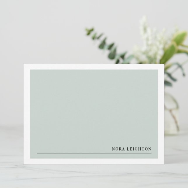 Carte de note minimaliste Soft Green (Debout devant)