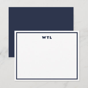 Carte de note moderne à monogramme initial bleu ma