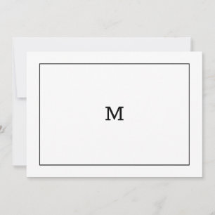 Carte de note Monogramme noir et blanc classique