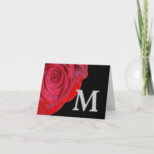 Carte de note Monogramme Rose rouge