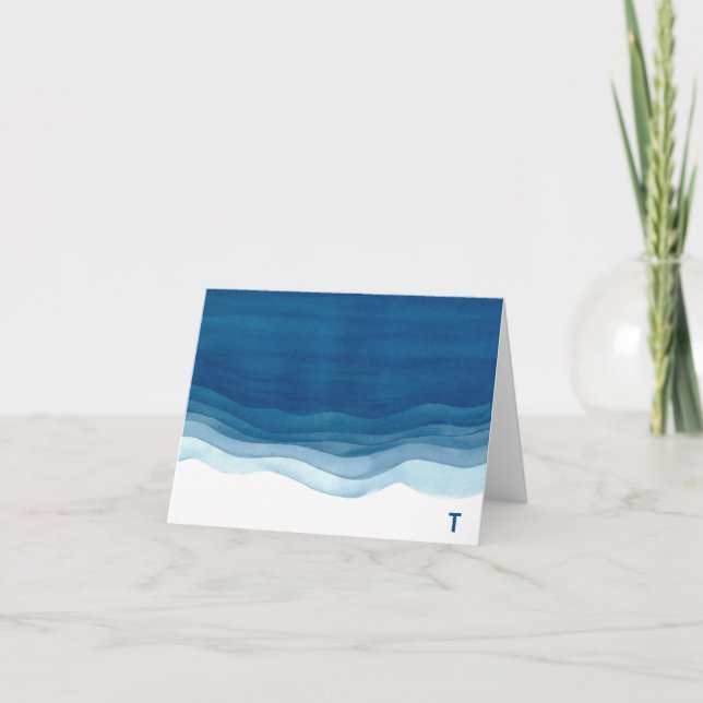 Carte de note Monogramme sur le rivage (Devant)