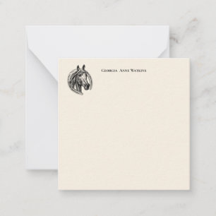 Carte de note Monogramme vintage Horse