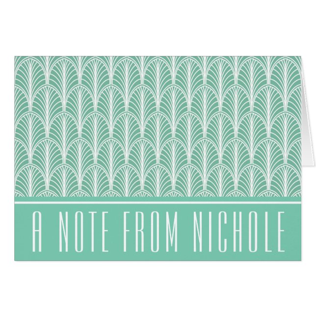 Carte de note Motif Turquoise clair et blanc déco  (Devant Horizontal)