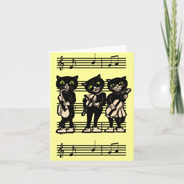 Carte de note musicale de chats noirs (Devant)