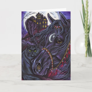 Carte de note NOIRE de chat persan de CHEVAL