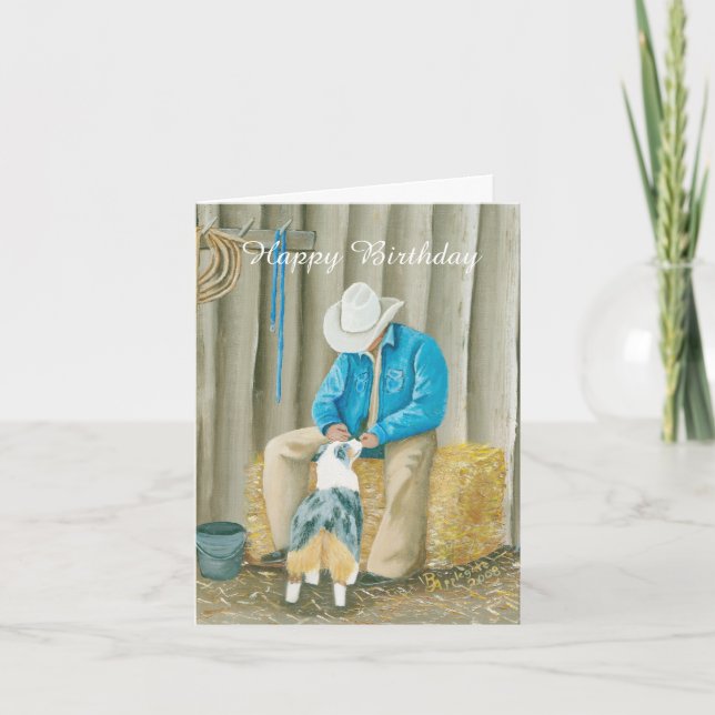 Carte de note occidentale d'anniversaire d'art de (Devant)