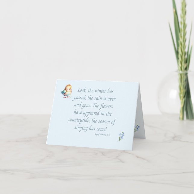 Carte de note Oiseau avec Chanson de Salomon (Devant)