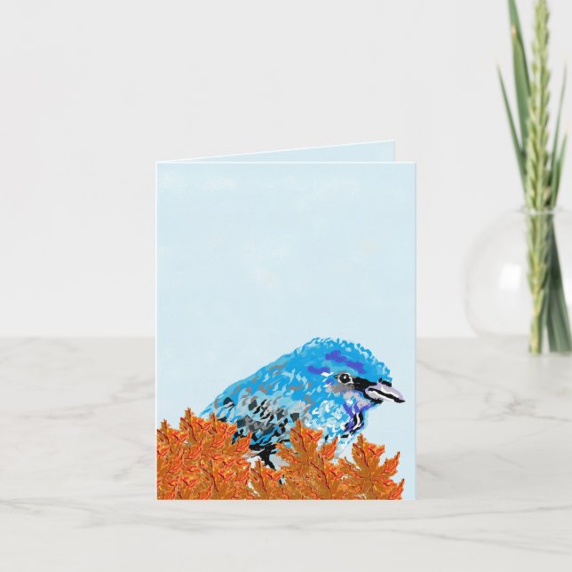 Carte de note : Oiseau Bleu du Bonheur   (Devant)