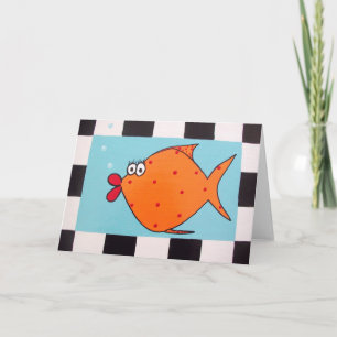 Carte de note orange de poissons