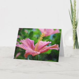 Carte de note peinte en Hibiscus rose