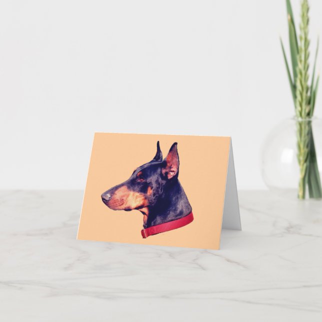 Carte de note personnalisable face Doberman noir (Devant)