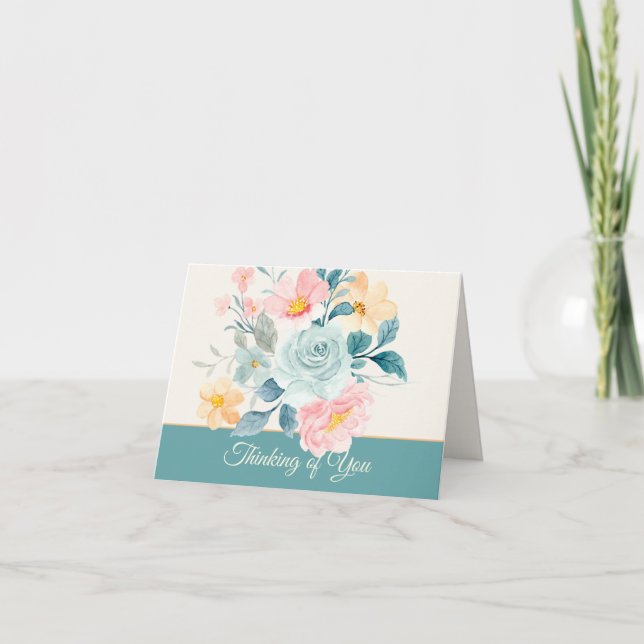 Carte de note personnalisable florale aquarelle pa (Devant)