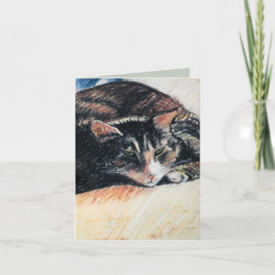 Carte de note personnalisable Tabby Cat, verte