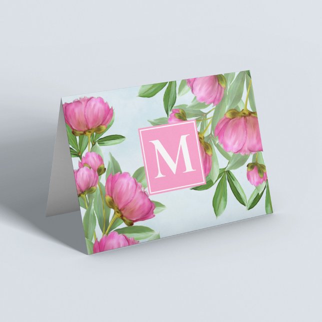 Carte de note personnalisée à monogramme floral de (Créateur téléchargé)